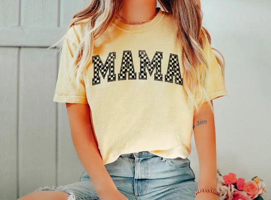 Mama Checkered Screen Print
